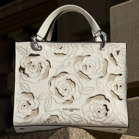 Karl Lagerfeld Handbags - Karl Lagerfeld White Floral Tote Bag